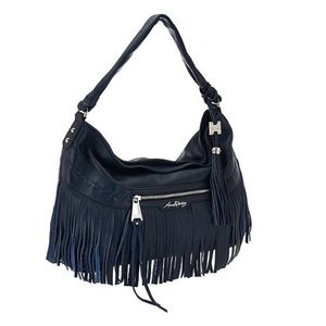 AIMEE KESTENBERG LEATHER LULU FRINGE HANDBAG BLUE